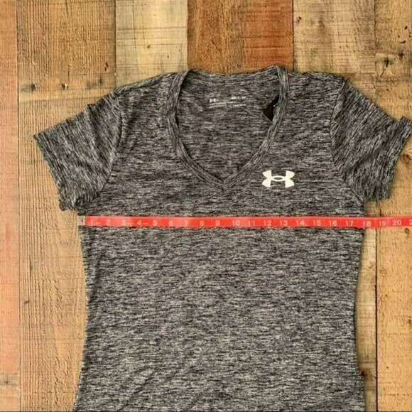 Under armour women’s short sleeve v neck gray marl marbled t-shirt with logo - S - Picture 2 of 9